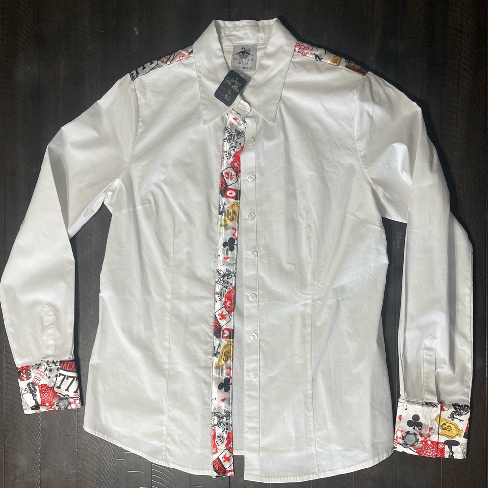 White Poker Women’s button down